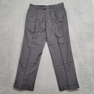 Jos. A‎ Bank Pants Mens 34 Short Gray Wool Pleated Mid Rise Pockets Cuffed